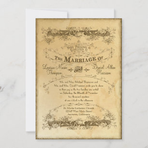 Tea Stained Vintage Wedding 2 - Invitation Invite