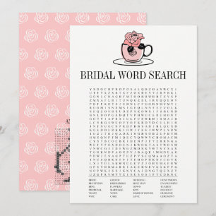Tea Teacup Bridal Shower Word Search Game Card