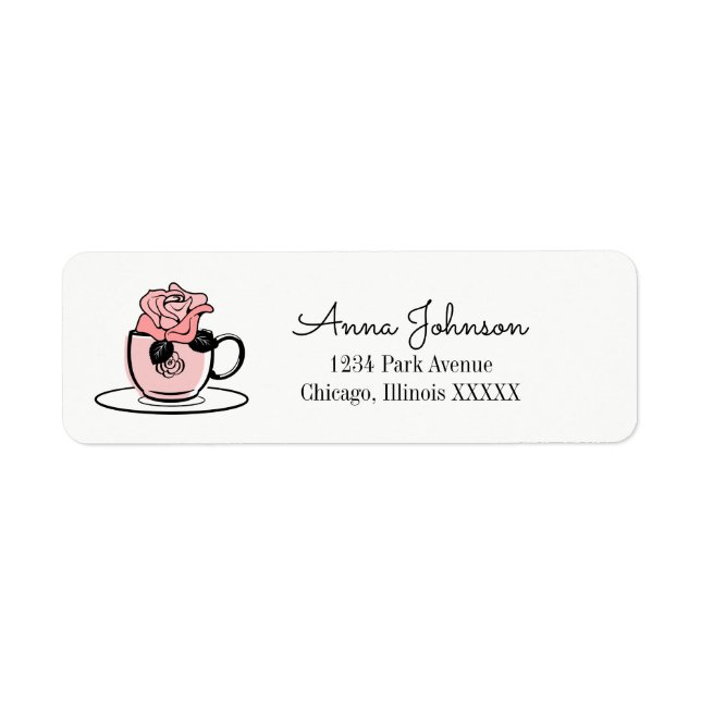 Tea Teacup & Fleurs Adresse de retour Label (Devant)