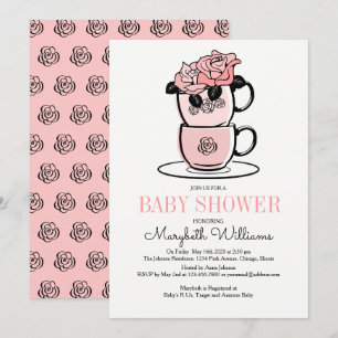 Tea Teacup & Flowers Baby Shower Invitation Card