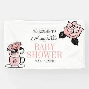 Tea Teacup & Flowers Baby Shower Welcome Banner
