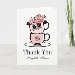 Tea Teacup Flowers Carte de remerciements
