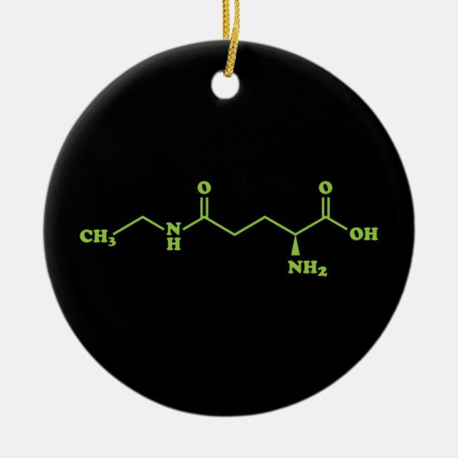 Tea Theanine Molecular Chemical Formula Ceramic Ornament (Front)