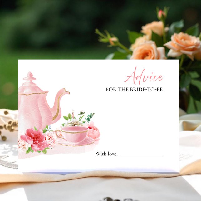 Tea Theme Bridal Shower Advice for the Bride Card (Creator Uploaded)