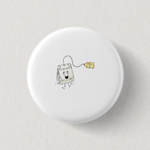 tea themed, tea lover, tea bag 1 inch round button
