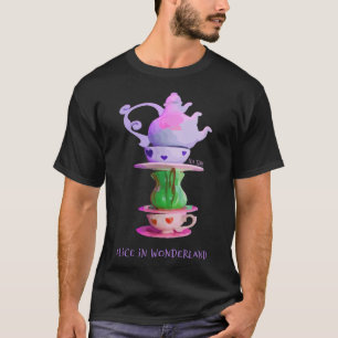 Tea Time - Alice In Wonderland - Tea Cup Stack - T-Shirt