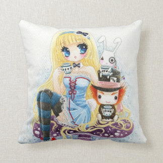 Tea time - Alice in Wonderland Throw Pillow