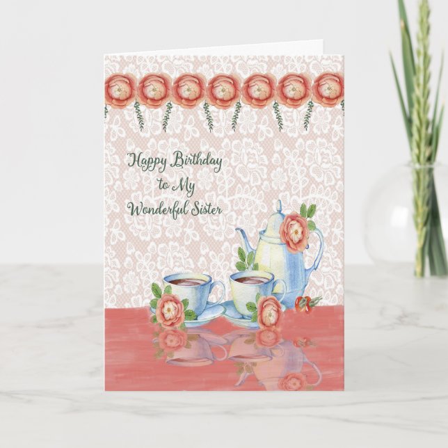 Tea Time Anniversaire Carte pour votre soeur (Devant)