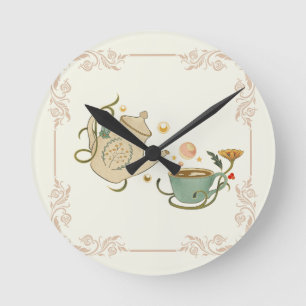 Tea Time Art, Graphic Design Round Clock