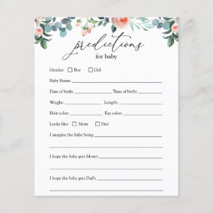 Tea Time Baby Predictions Card