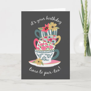 Tea Time Birthday Greeting Card