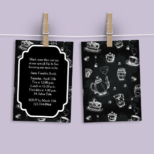 Tea Time Black Invitation