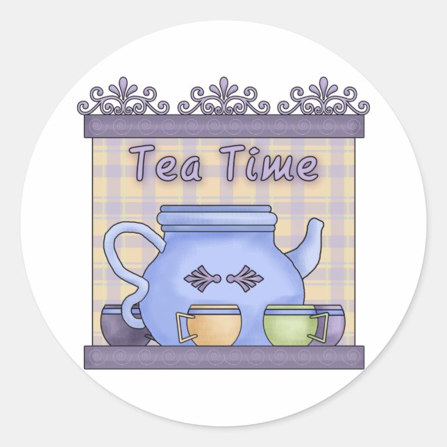Tea Time Classic Round Sticker (Front)