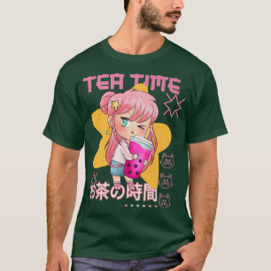 Tea Time Cute Japanese Anime Girl Premium  T-Shirt