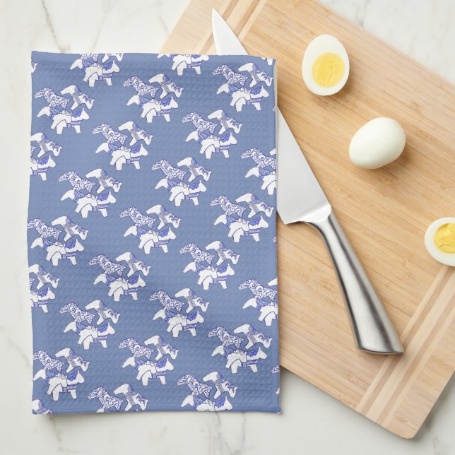 Tea Time Dala Horses Kitchen Towel (Quarter Fold)