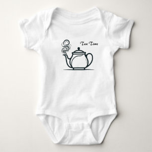 Tea Time Elegance tea steam pot white Baby Bodysuit