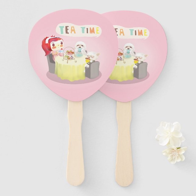 Tea Time Hand Fan (Front and Back)