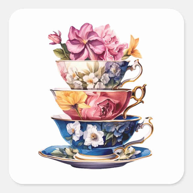 Tea Time in Bloom Bridal Shower sticker (Devant)