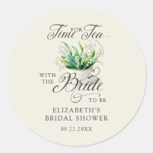 Tea Time Lily of Valley Elegant Chic Bridal Shower Classic Round Sticker