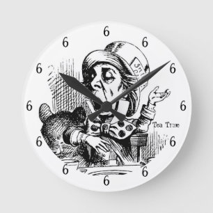 Tea Time Mad Hatter Round Clock