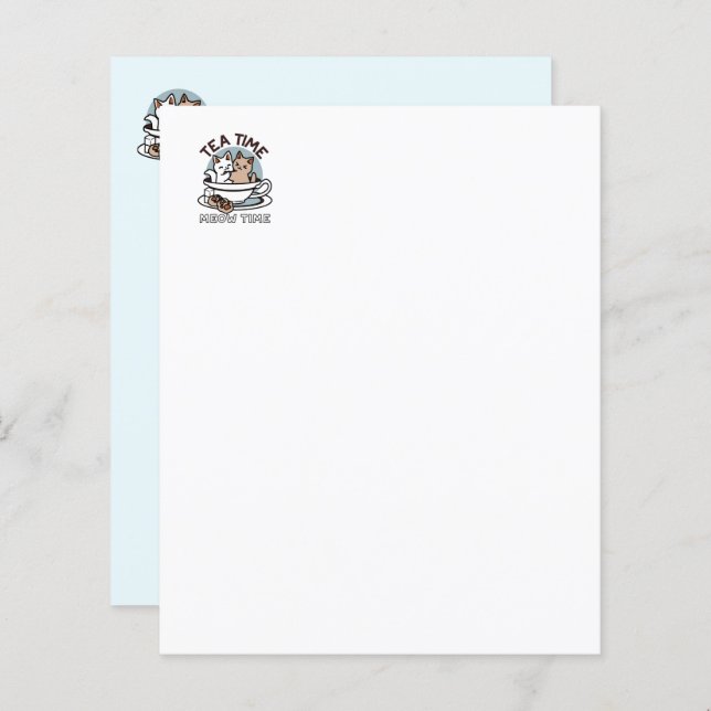 Tea Time Meow Time - Cute Cat and Tea Design (Front/Back)