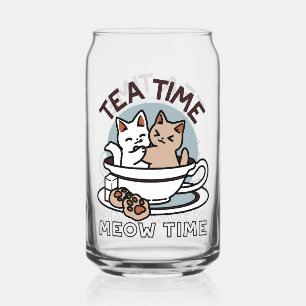 Tea Time Meow Time - Cute Cat and Tea Design