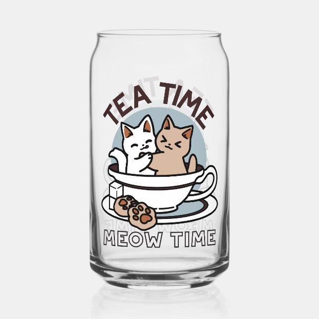 Tea Time Meow Time - Cute Cat and Tea Design (Recto)