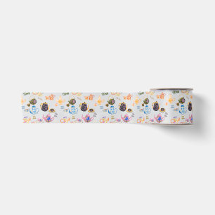 tea time pattern - tea cups and tea pot in satin ribbon