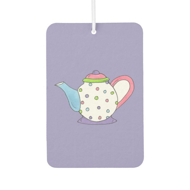 Tea Time Polka Dot Teapot Tea Party Teaparty Car Air Freshener (Front)