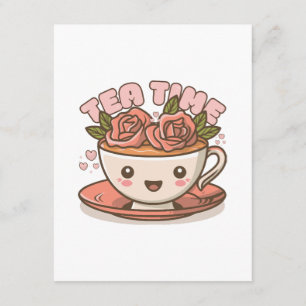 Tea Time Rose Tea Kawaii Enclosure Card