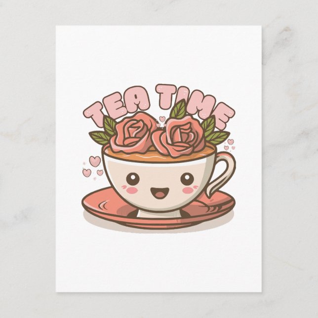 Tea Time Rose Tea Kawaii Enclosure Card (Back)
