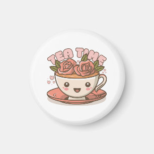 Tea Time Rose Tea Kawaii Magnet
