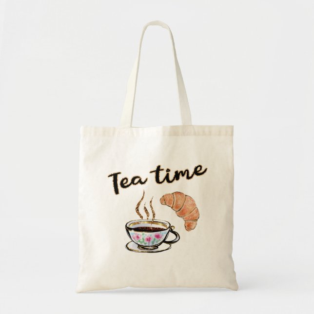 Tea time Sac fourre-tout, thé fête cadeau idée, dé (Devant)