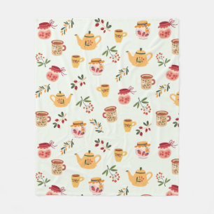 Tea Time Seamless Pattern Baby Fleece Blanket