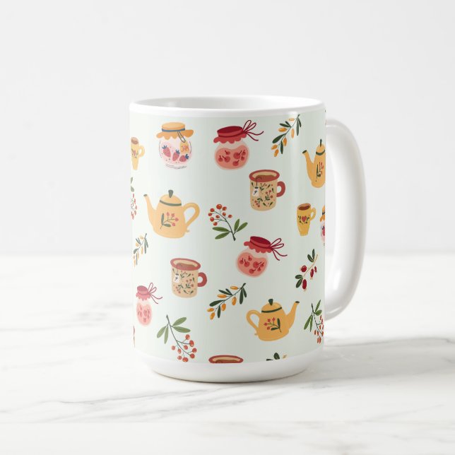Tea Time Seamless Pattern Coffee Mug (Front Right)