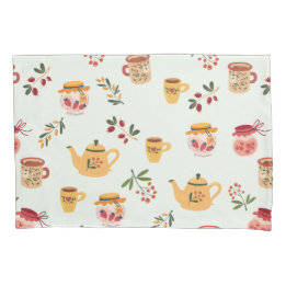 Tea Time Seamless Pattern Pillowcase