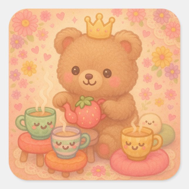 Tea Time Square Sticker (Front)