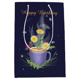 Tea Time Summer Flowers Medium Gift Bag