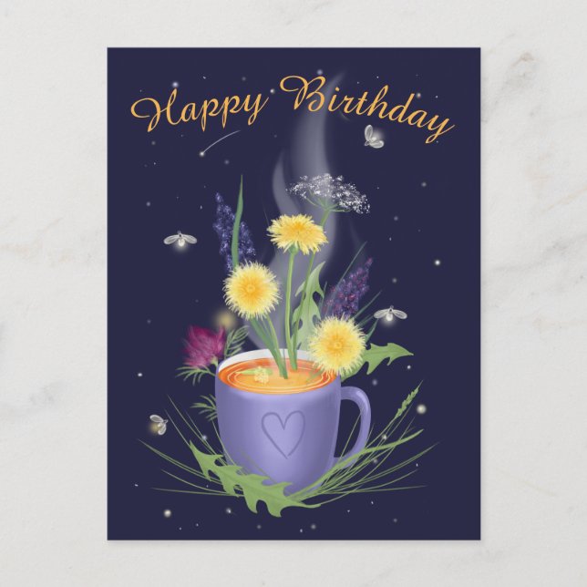 Tea Time Summer Flowers Postcard (Front)