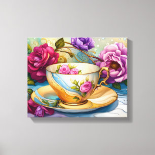 Tea Time - Tea Cup Art Canvas Print