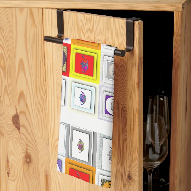 Tea Time Teapots  Kitchen Towel (Thirds Fold)