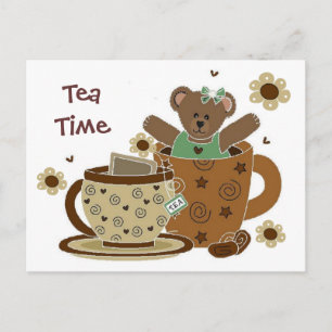 Tea Time Teddy Bear Postcard