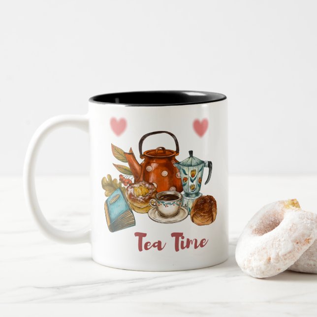 Tea Time Two-Tone Coffee Mug (With Donut)