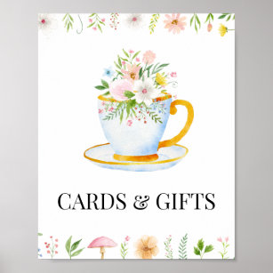 Tea Time Whimsical Wildflower Cards & Gifts Sign