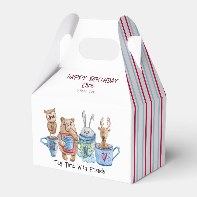 Tea Time with Friends Gable Paper Favour Box  (Front Side)