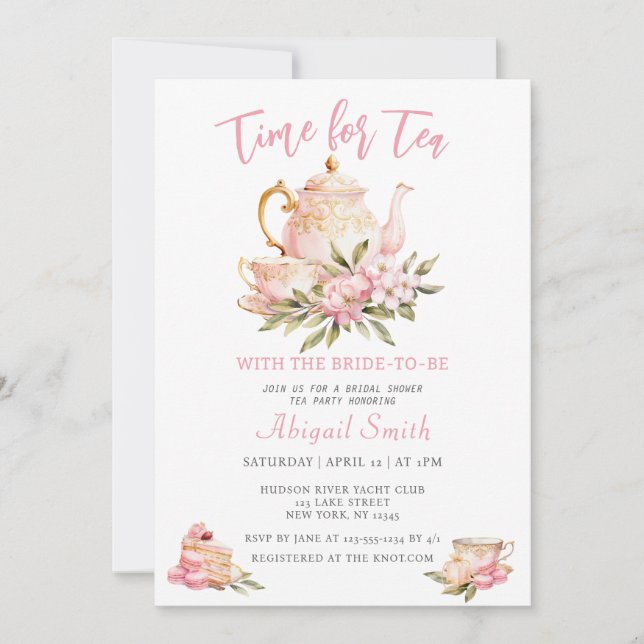 TEA TIME WITH THE BRIDE-TO-BE BRIDAL SHOWER INVITATION (Front)