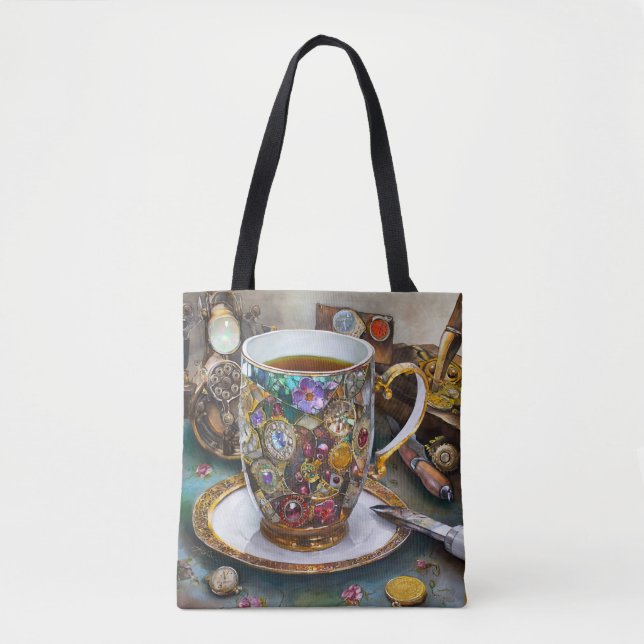 Tea Time With The Time Traveller Tote Bag (Front)