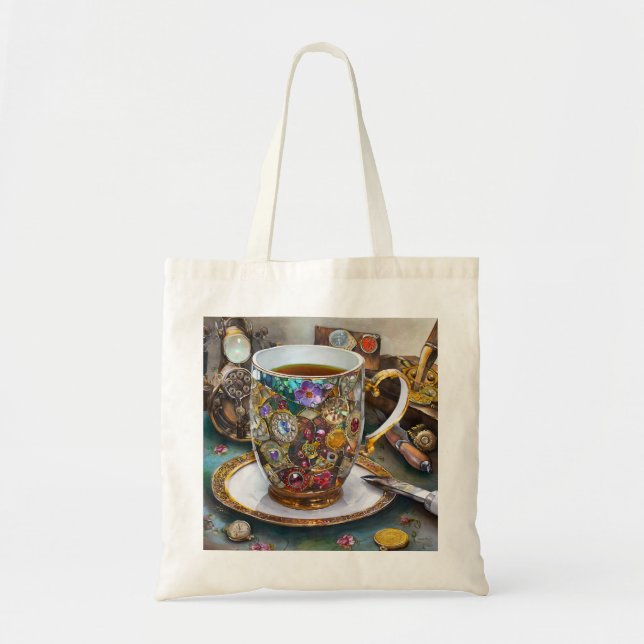 Tea Time With The Time Traveller Tote Bag (Front)