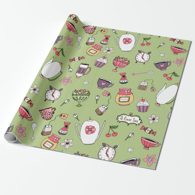 Tea Time Wrapping Paper (Unrolled)