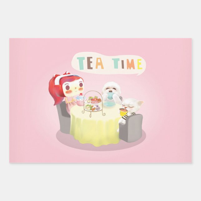 Tea Time Wrapping Paper Sheet (Front)